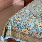 Green-Yellow Phulwari King Size Cotton Bedsheet