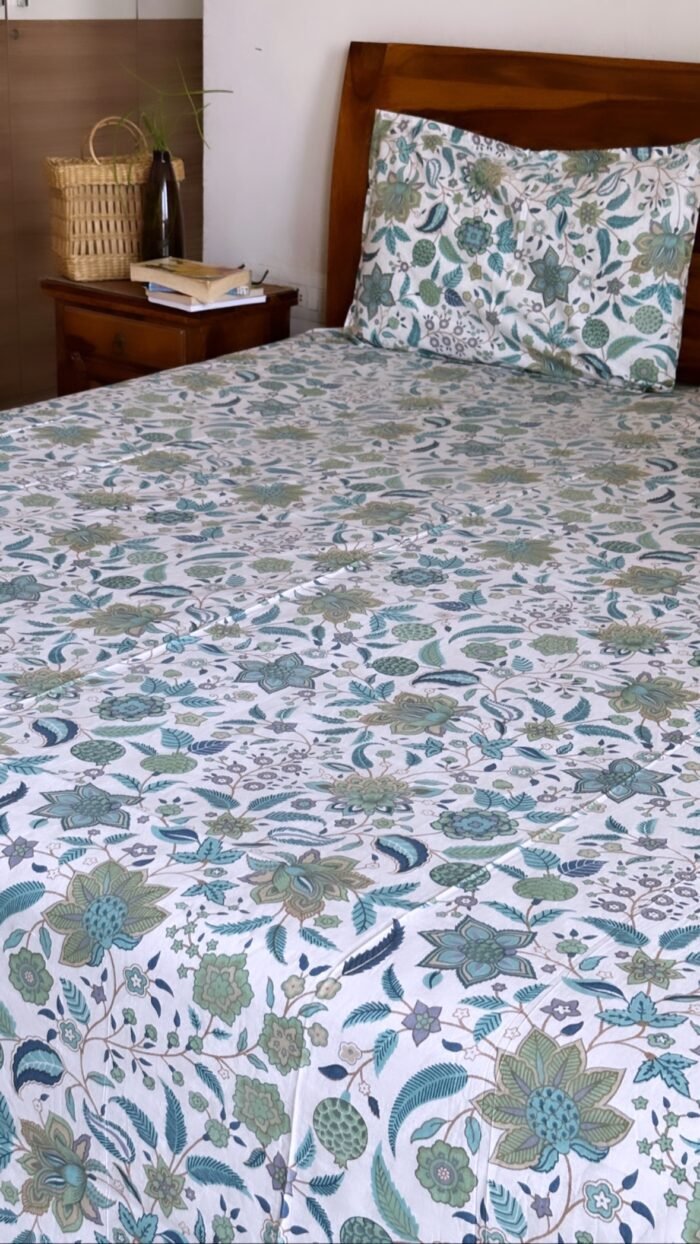 Green lush King Size Cotton Bedsheet - Image 2