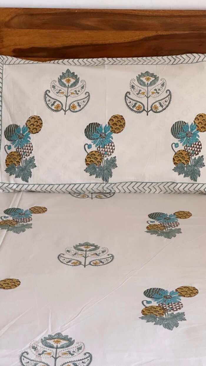 a61b1a09-d97d-4603-a262-9291f07be25b Saanjh Handblocked Bedsheet - Image 2