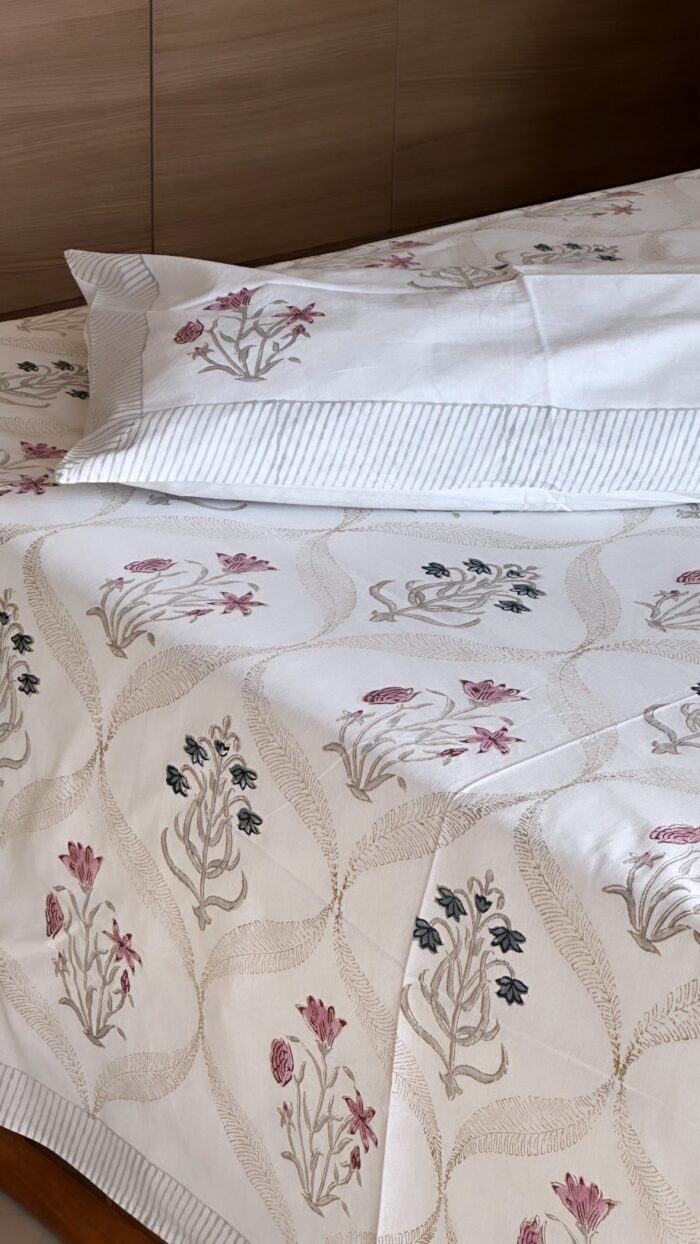 Saanjh Handblocked Bedsheet - Image 4
