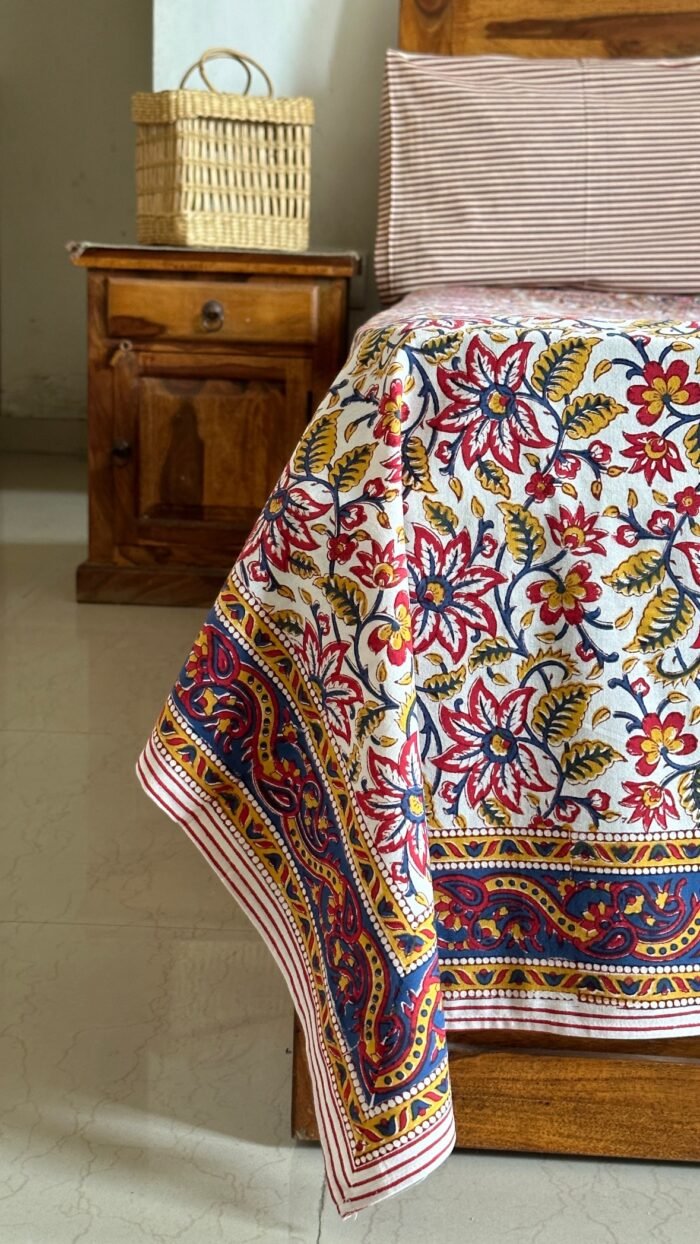 a77402dc-7f3a-4d38-a27e-33ccce23cdb2 Kali-Bahar Handblocked Cotton Bedsheet - Image 1