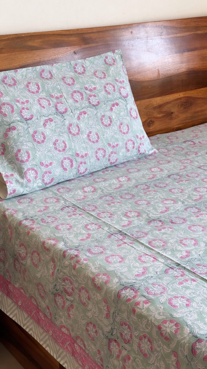 Saanjh Handblocked Bedsheet - Image 5