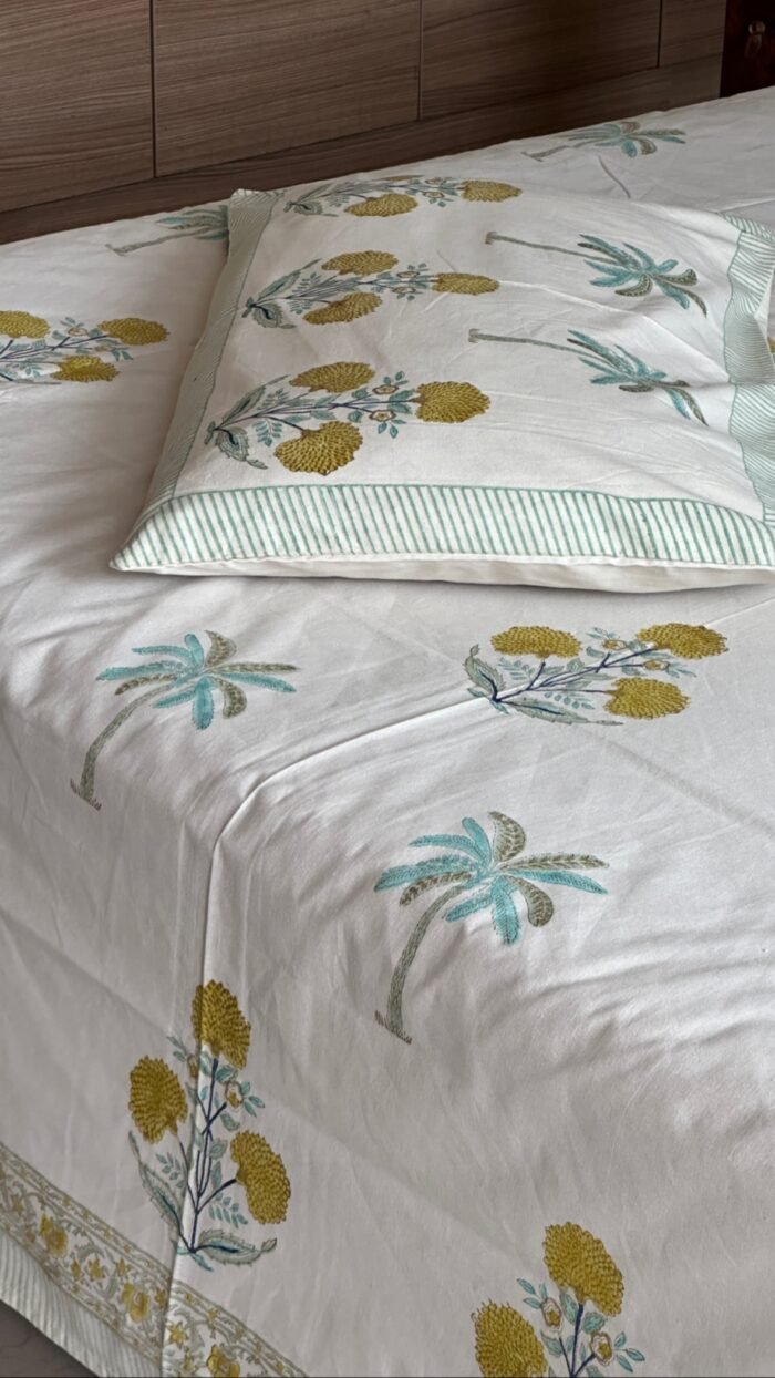 Saanjh Handblocked Bedsheet - Image 2