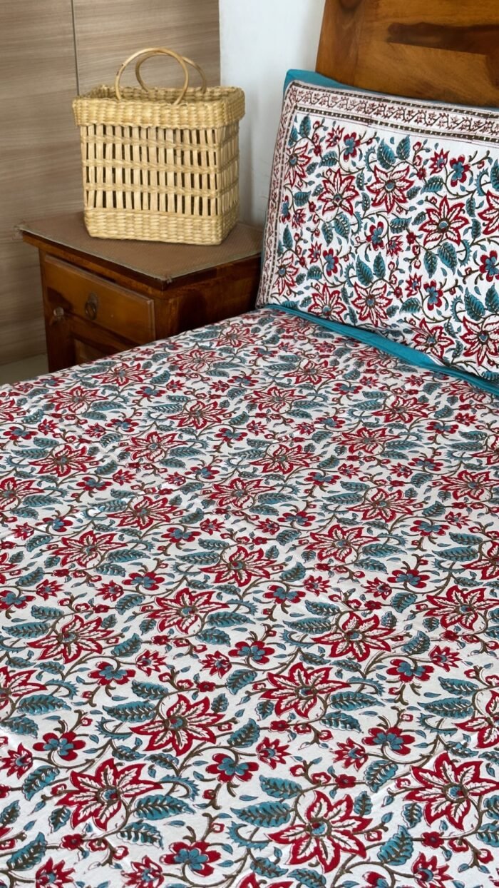 Kali-Bagh Handblocked Cotton Bedsheet - Image 3