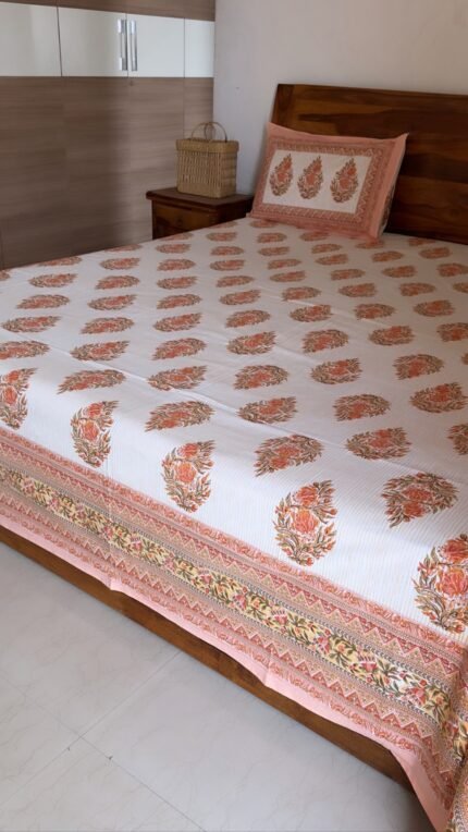 Narang Guldasta Super king Size Cotton Bedsheet