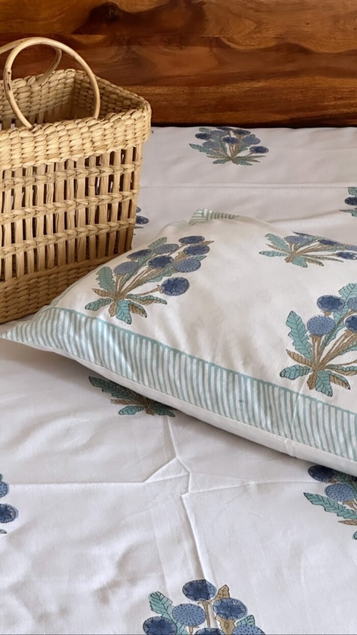 Saanjh Handblocked Bedsheet - Image 2