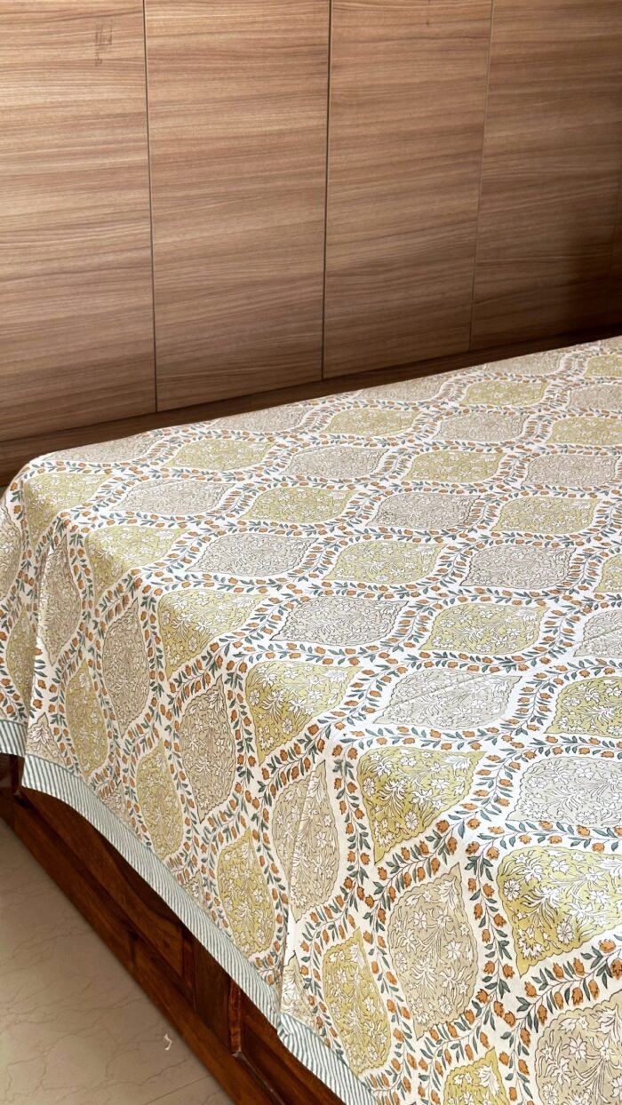 Saanjh Handblocked Bedsheet - Image 4