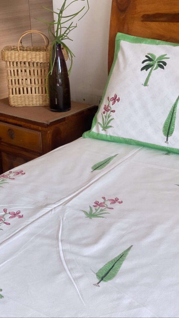 Saanjh Handblocked Bedsheet - Image 2