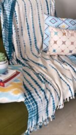 Blue Tie-dye Handwoven Throw