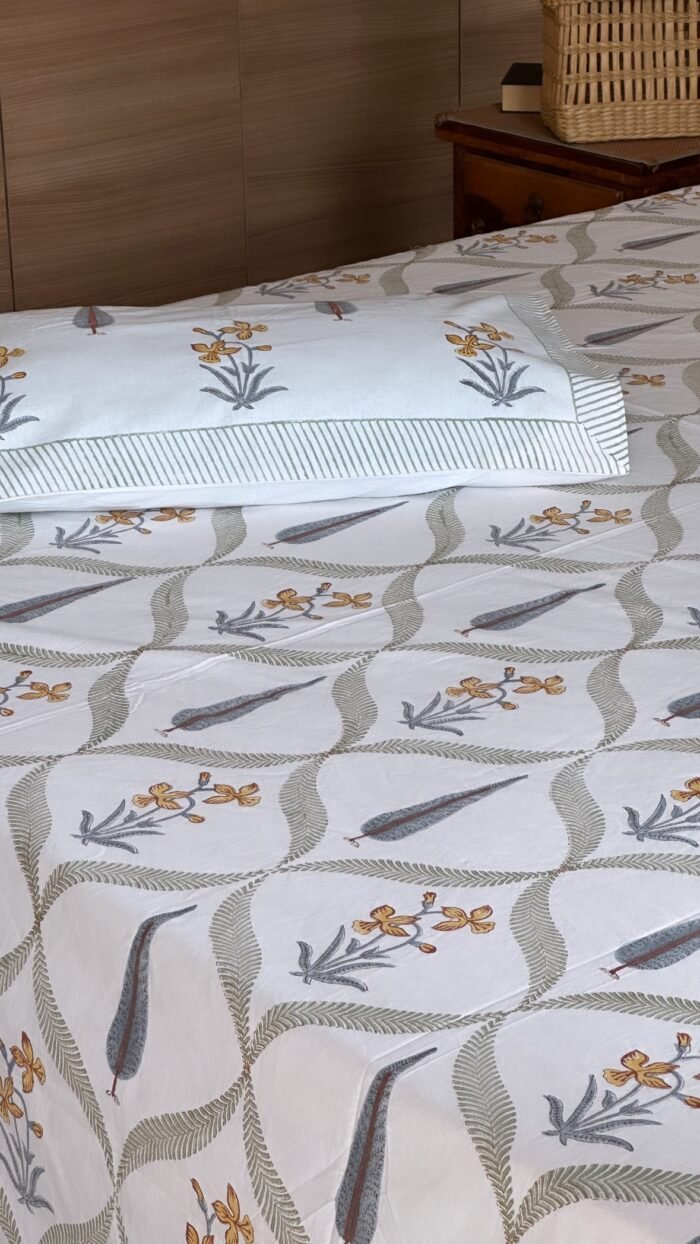 Saanjh Handblocked Bedsheet - Image 4