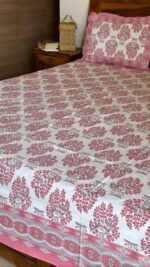 Pink Jungle King Size Cotton Bedsheet