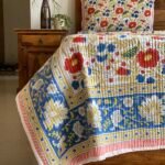 Multicoloured Quilted Handblocked Bedcover