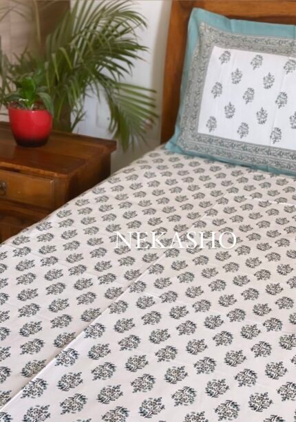 Rang Handblocked Super King Size Bedsheet