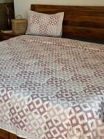 Vintage Pink Handblocked Quilted Cotton Bedcover - Image 4