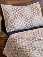 Vintage Pink Handblocked Quilted Cotton Bedcover - Image 2