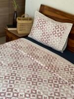 Vintage Pink Handblocked Quilted Cotton Bedcover