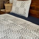 Vintage Grey Handblocked Quilted Cotton Bedcover
