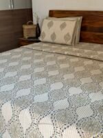 Beige Fiona Handblocked Quilted Cotton Bedcover - Image 6