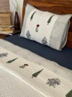 Blissful Garden Handblocked Cotton Quilted Bedcover - Image 8