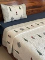 Blissful Garden Handblocked Cotton Quilted Bedcover - Image 7