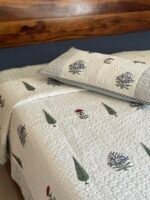 Blissful Garden Handblocked Cotton Quilted Bedcover - Image 3