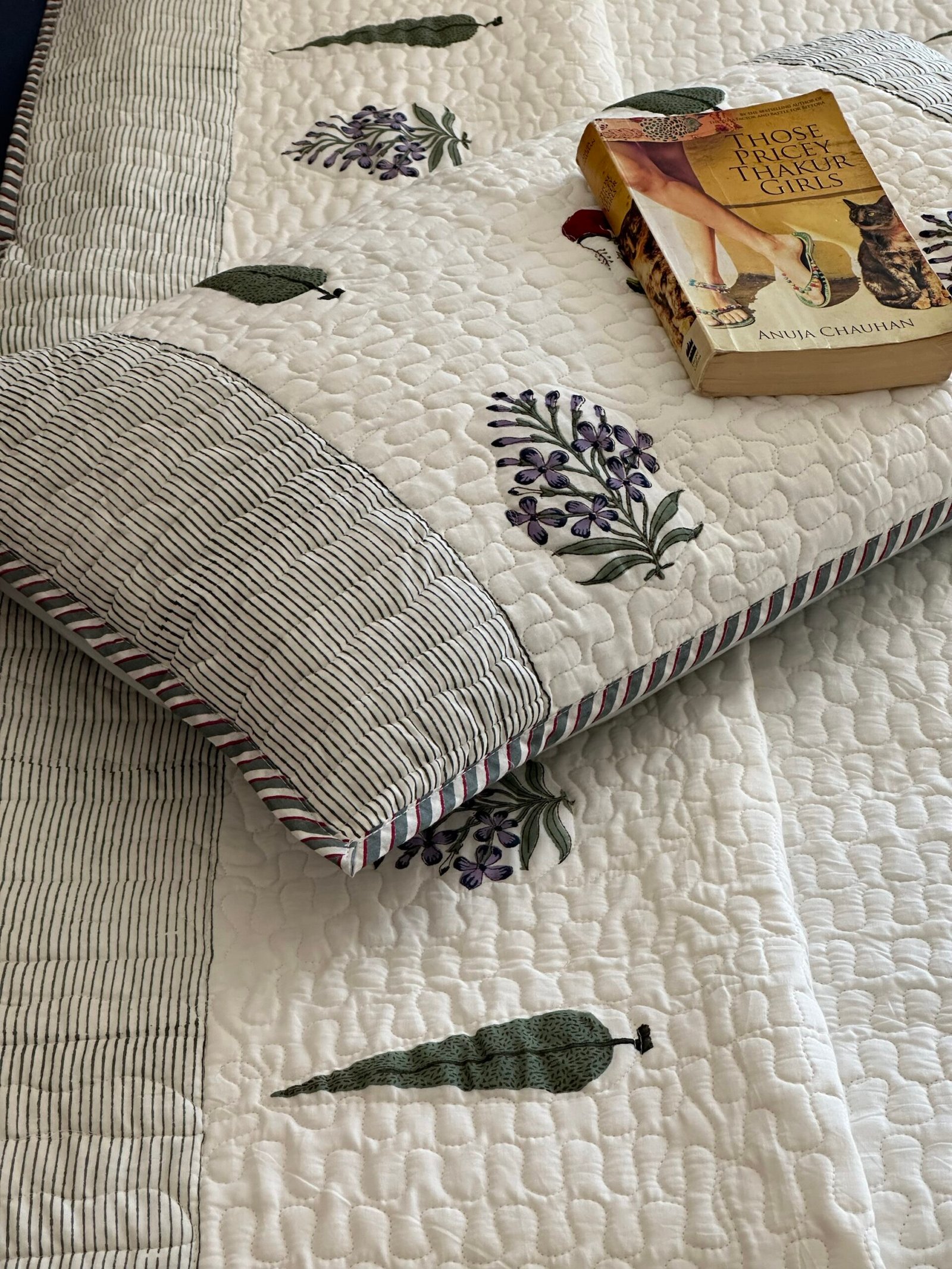 img_7458 Blissful Garden Handblocked Cotton Quilted Bedcover - Image 1