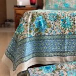 Grey-Blue Phulwari Super king Size Cotton Bedsheet