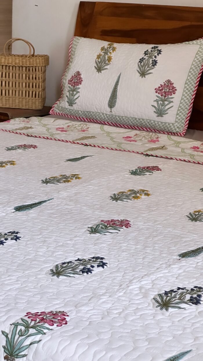 Blooming garden Reversible Quilted Bedcover - Image 6