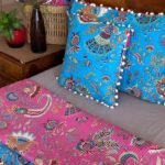 Pink-Blue 5 Piece Reversible Bedcover
