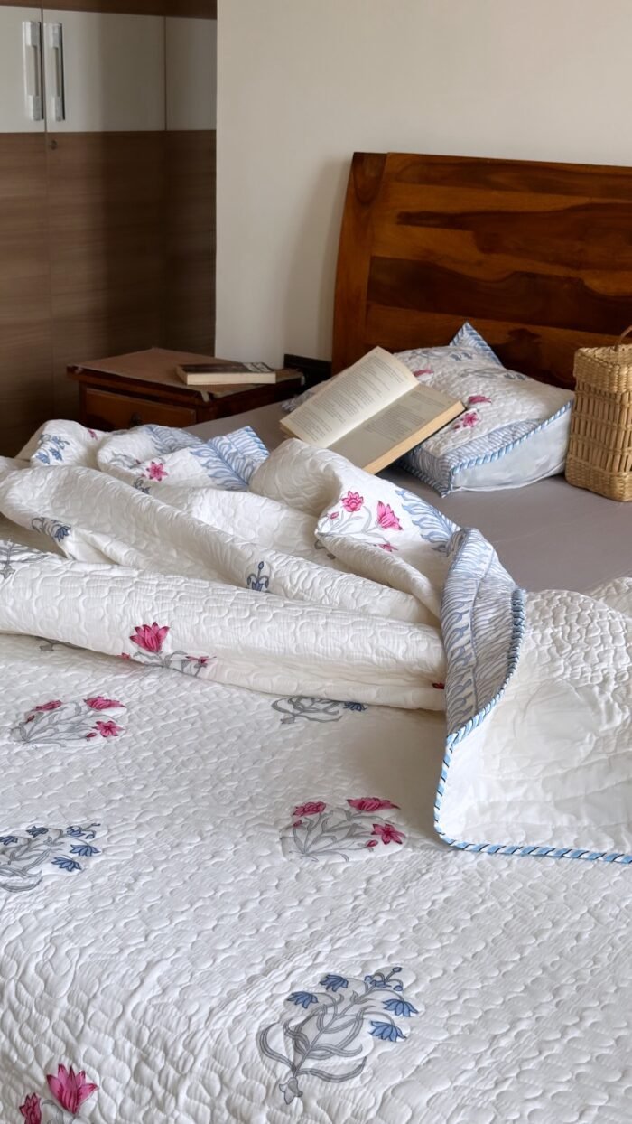 Van Phool Super King Size Handblocked Bedcover - Image 2