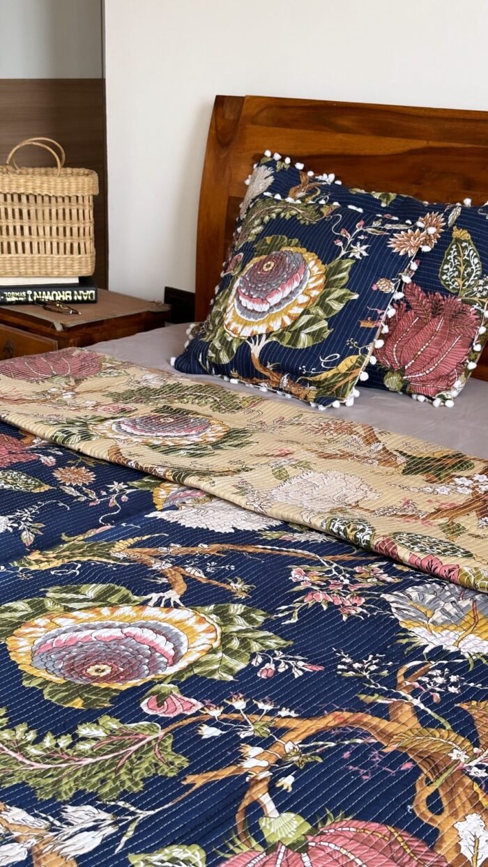 Blue-Beige Charm 5 piece Bedcover - Image 4
