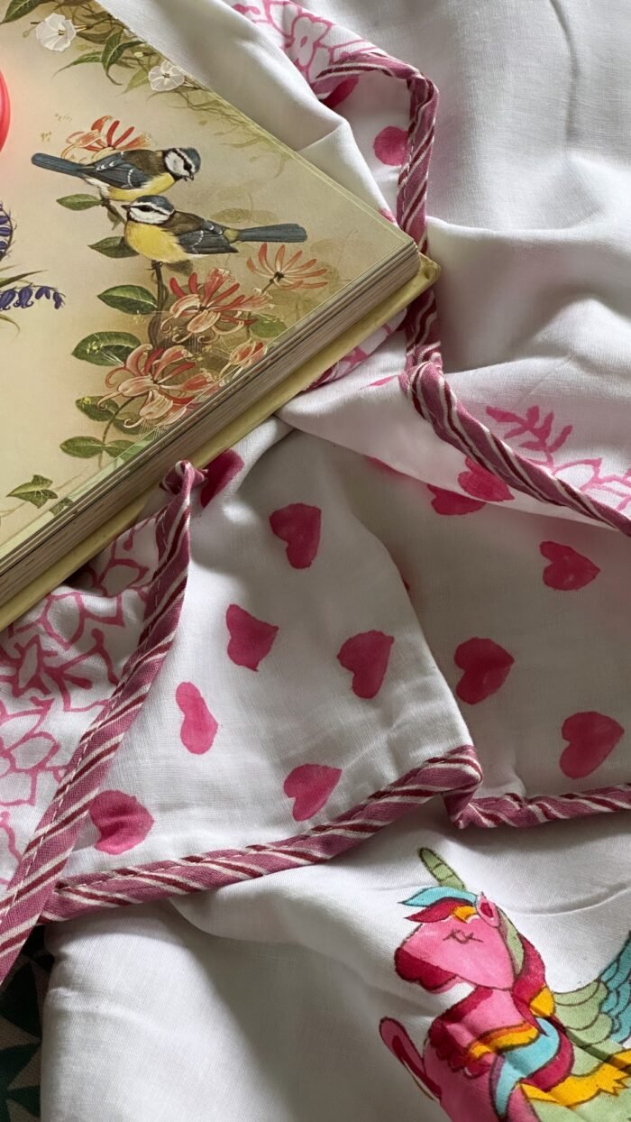 Pretty Handblocked Unicorn Reversible Dohar - Image 2