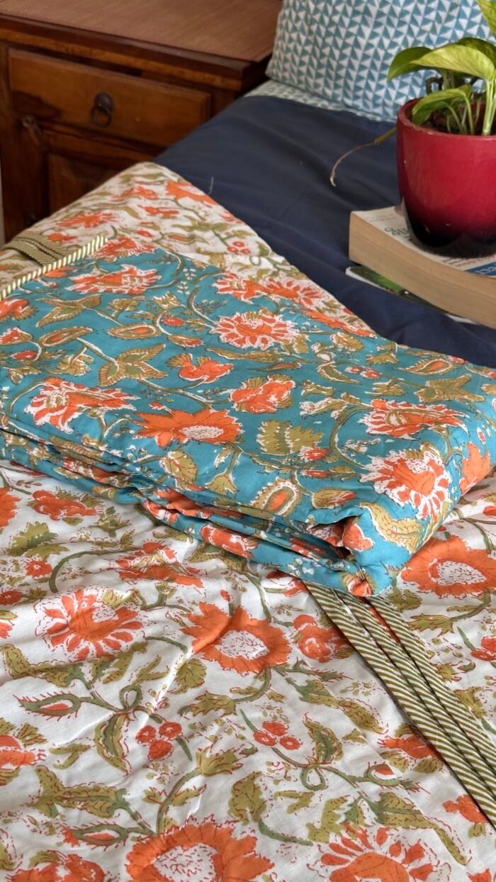 Floral Reversible Double King Size Mul Dohar - Image 5