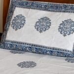 Neela Gul Handblocked Super King Size Cotton Bedsheet