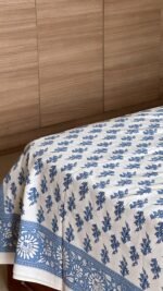 Blue Motif King Size Cotton Bedsheet - Image 3