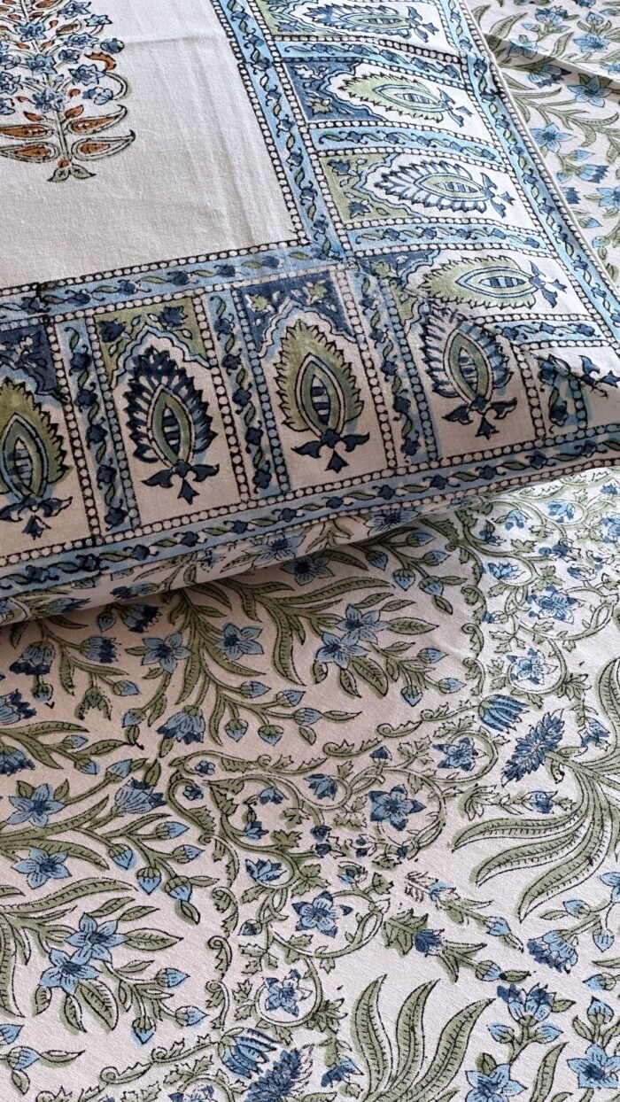 Nilambari Handblocked Super king Size Bedsheet - Image 6