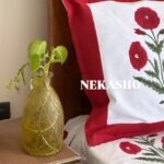 Red Poppy Handblocked King Size Bedsheet