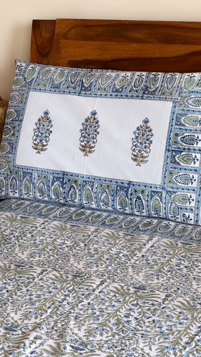 Nilambari Handblocked Super king Size Bedsheet - Image 3