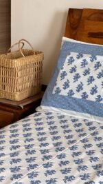 Blue Motif King Size Cotton Bedsheet - Image 2