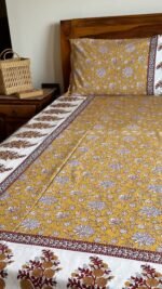 Mustard Ethnic Cotton Bedsheet - Image 2