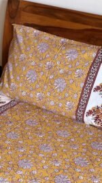 Mustard Ethnic Cotton Bedsheet