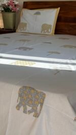 Gaj Angan Handblocked Super King Size Bedsheet - Image 2