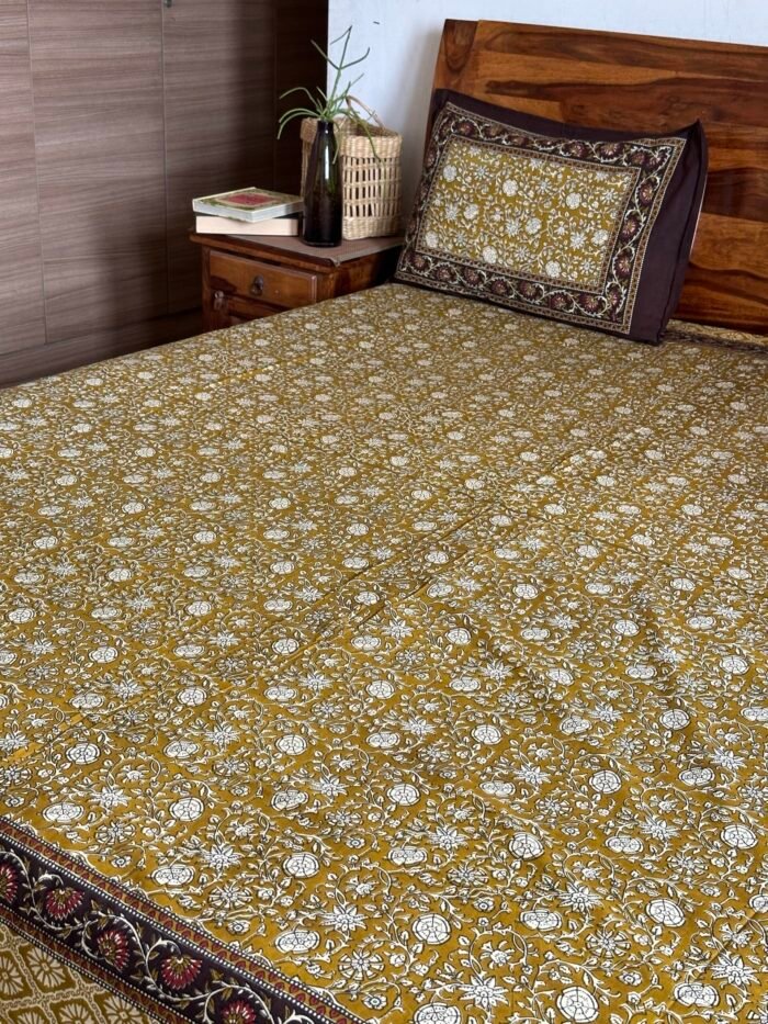 Kalamkari Super King Size Cotton Bedsheet - Image 2