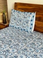 Neel upvan Handblocked Super king Size Bedsheet