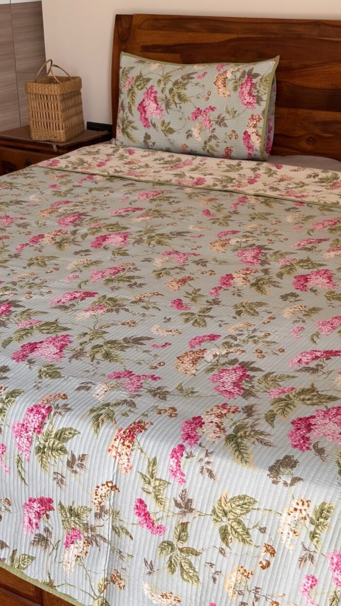 Quilted Reversible King Size Cotton Bedcover - Image 2