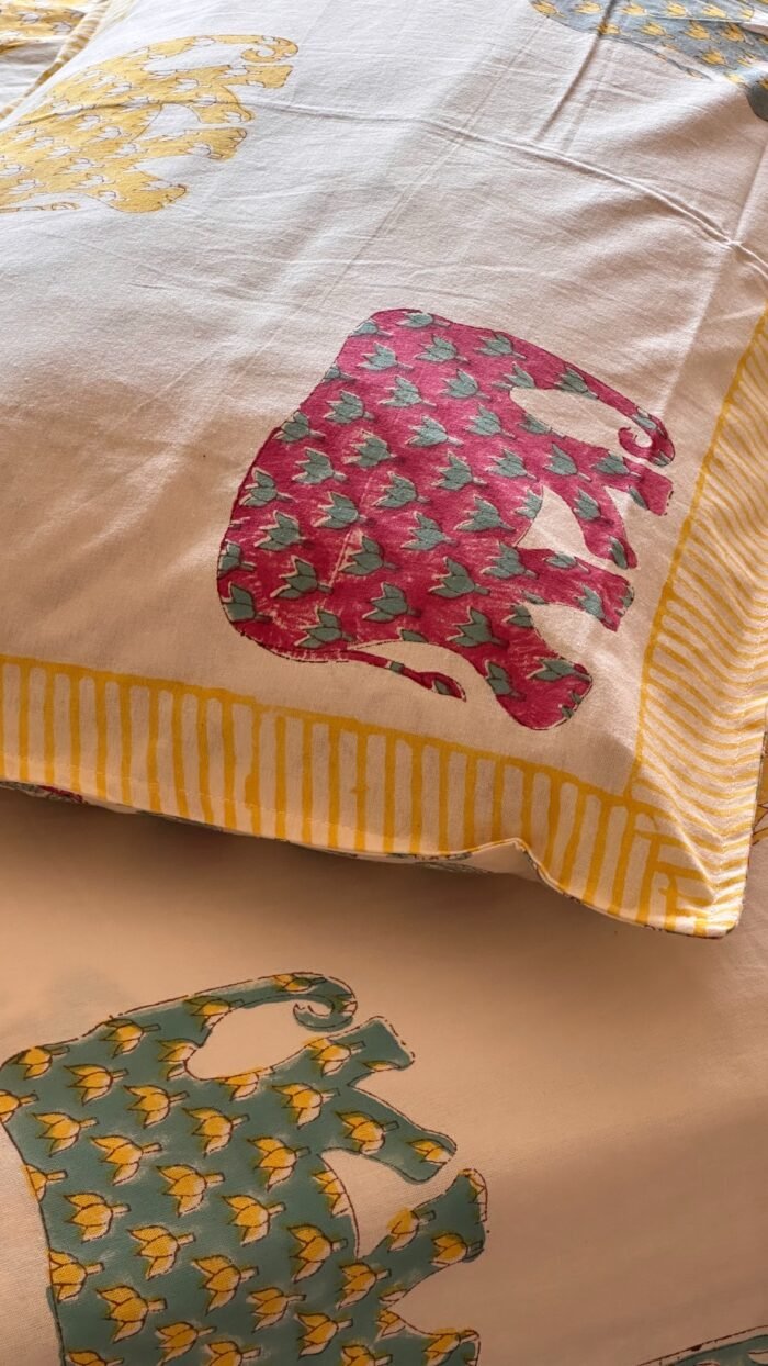Matang Handblocked Super king Size Bedsheet - Image 6