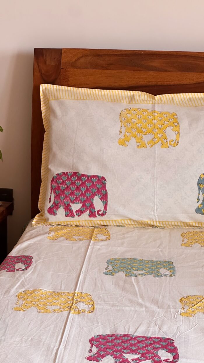 Matang Handblocked Super king Size Bedsheet - Image 8