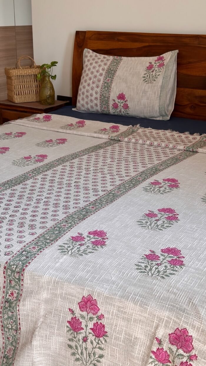 Gul Mehar Handwoven Premium Suepr King Size Bedsheet - Image 9