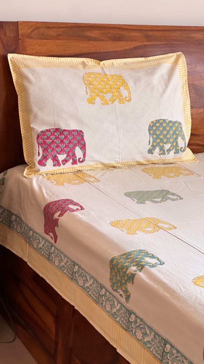 Matang Handblocked Super king Size Bedsheet - Image 5
