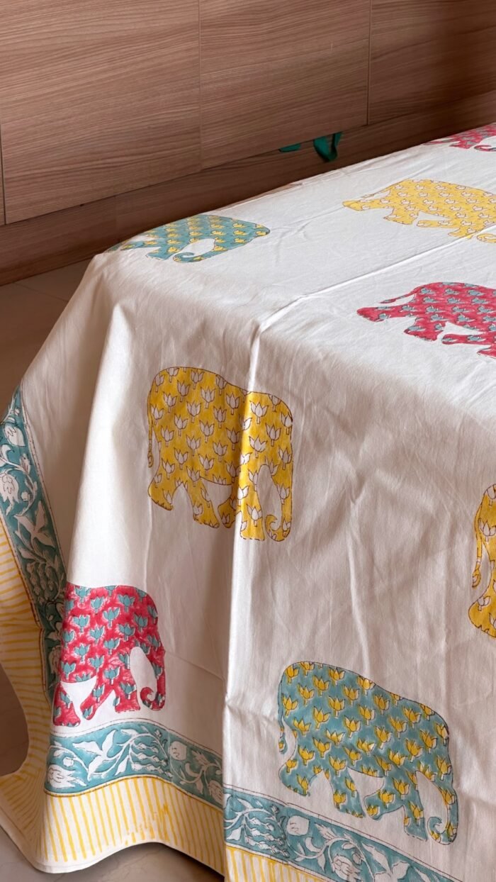 Matang Handblocked Super king Size Bedsheet - Image 7